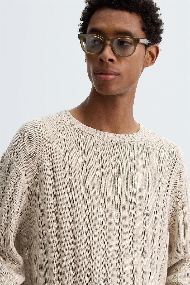 100% LINEN RIBBED SWEATER