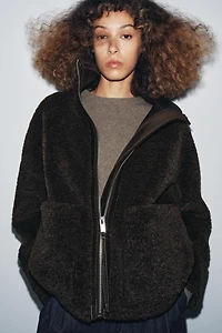 ZW COLLECTION FAUX SHEARLING DOUBLE-FACED JACKET