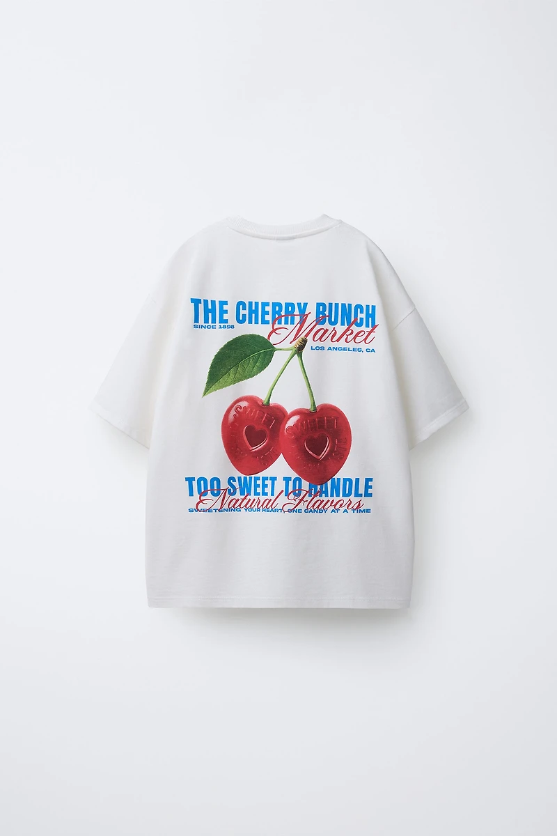 T-SHIRT IMPRIMÉ CERISES ET CARAMEL