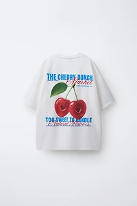 T-SHIRT IMPRIMÉ CERISES ET CARAMEL