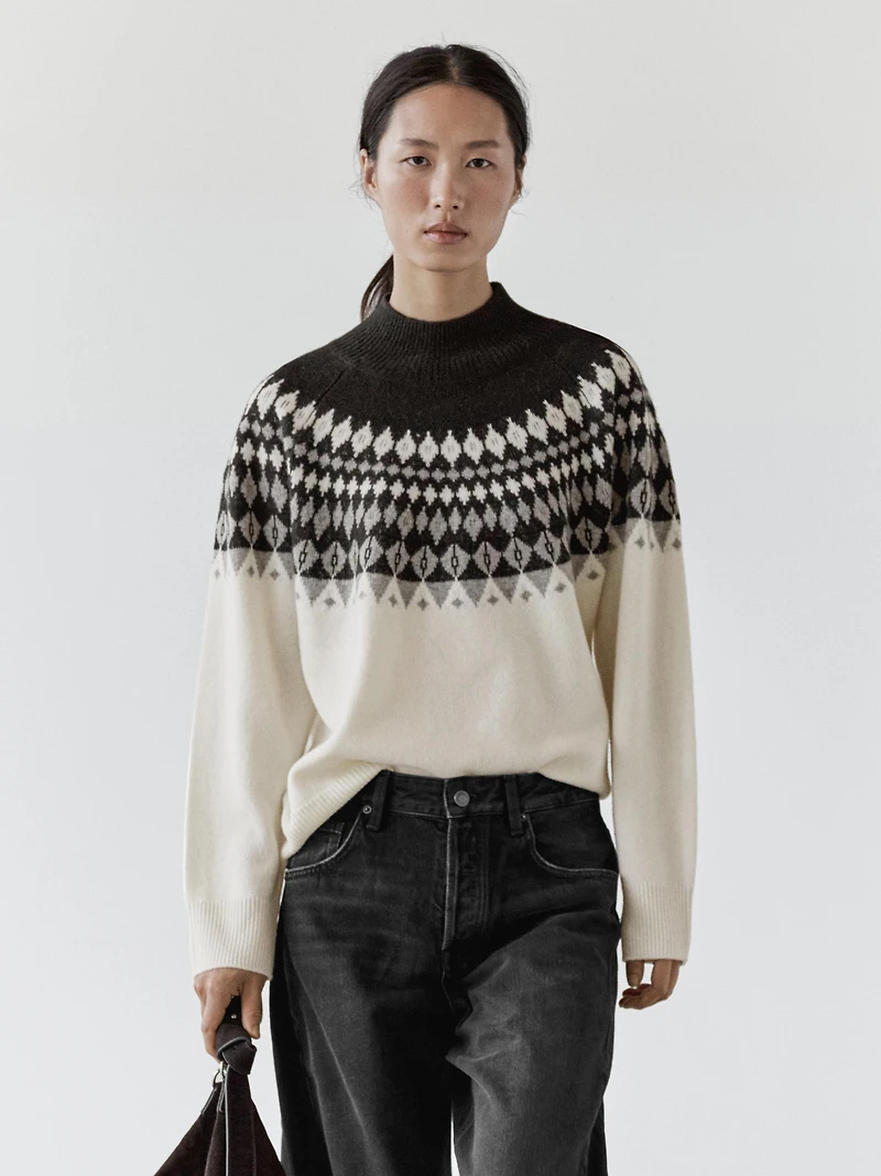 Pull en maille jacquard de laine mélangée