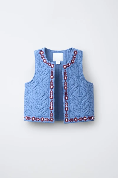 GILET TEXTURÉ BRODÉ