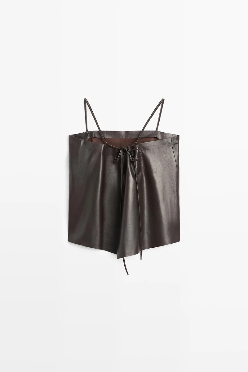 Nappa leather strappy top with back detail