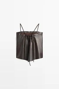 Nappa leather strappy top with back detail