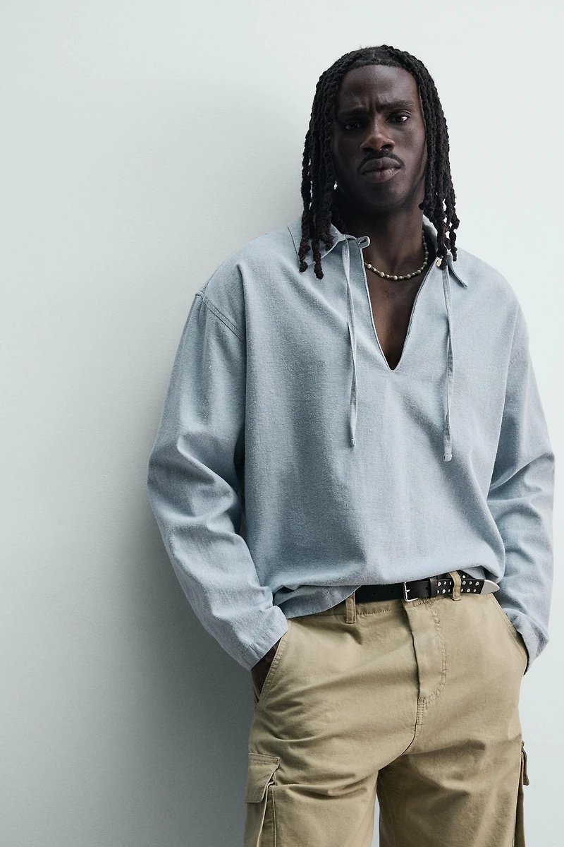 LIGHTWEIGHT DENIM POLO SHIRT