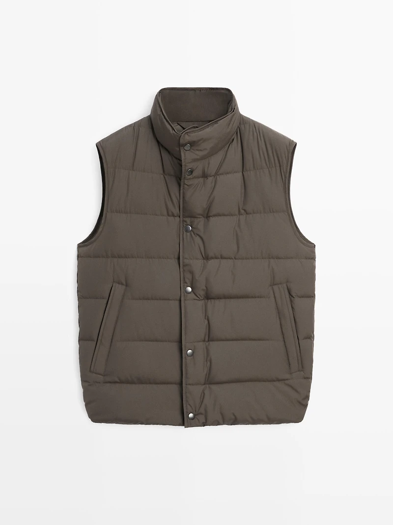 Doudoune sans manches déperlante en duvet mélangé