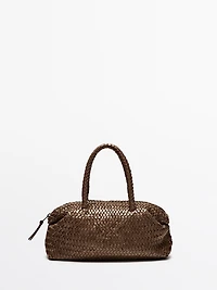 Small woven nappa leather satchel bag
