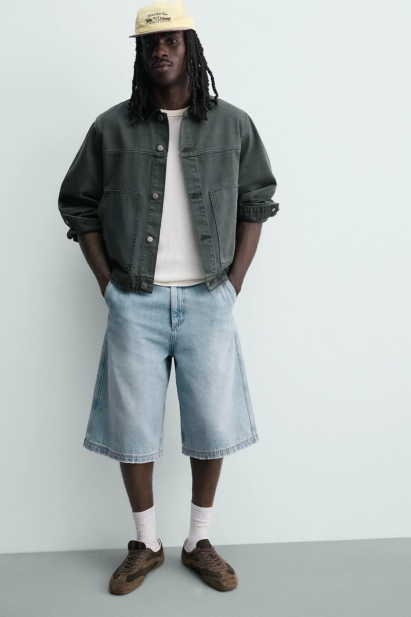 WASHED JACKET WITH COMBINATION COLLAR