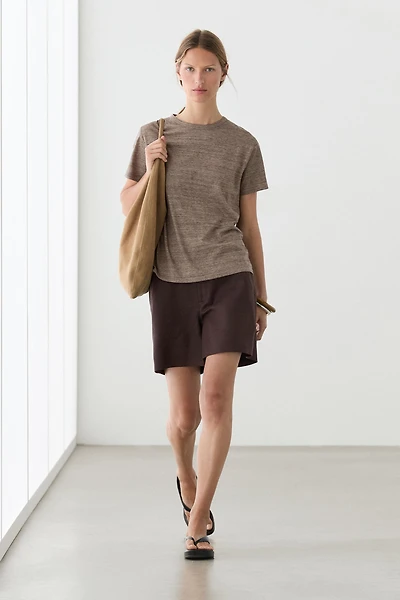 100% linen short Bermuda shorts