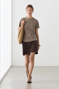 100% linen short Bermuda shorts