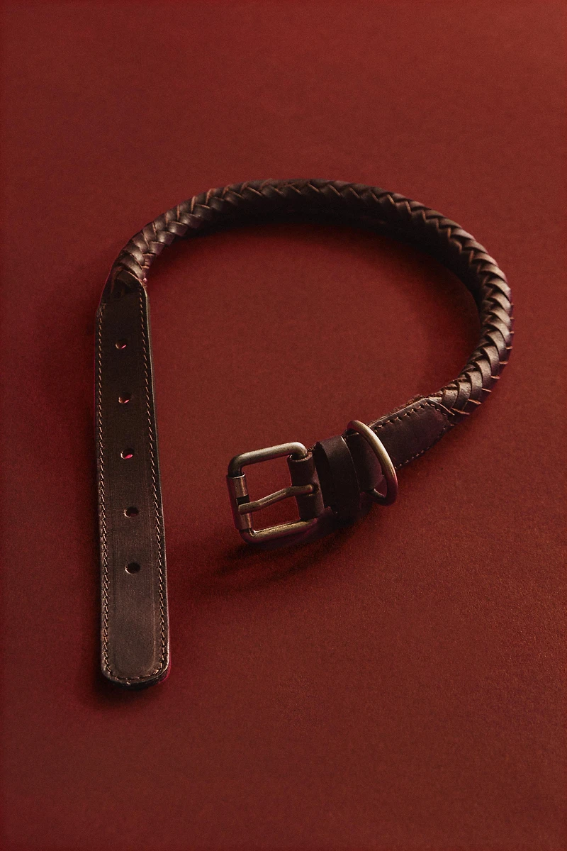 BRAIDED LEATHER DOG COLLAR