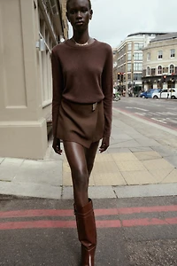 100% WOOL PLAIN KNIT SWEATER