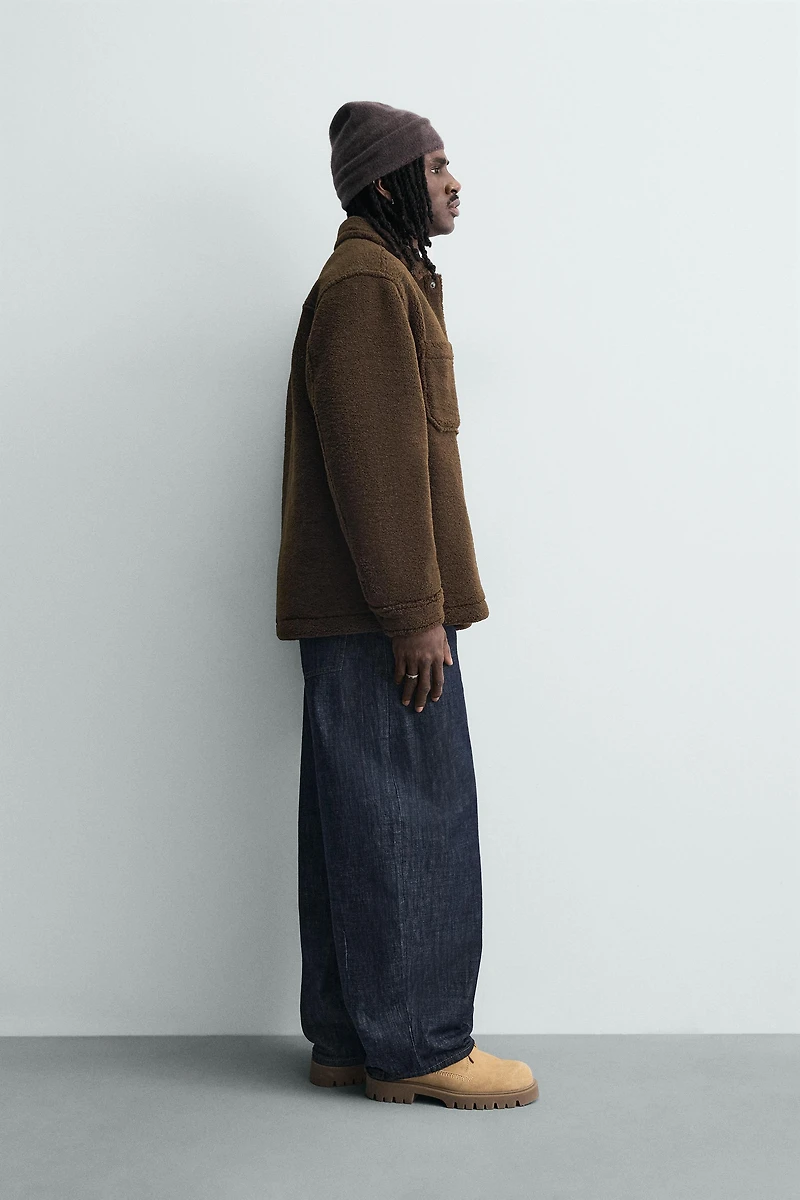 FAUX SHEARLING OVERSHIRT WITH POCKETS