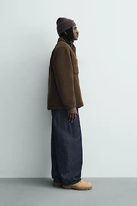 FAUX SHEARLING OVERSHIRT WITH POCKETS