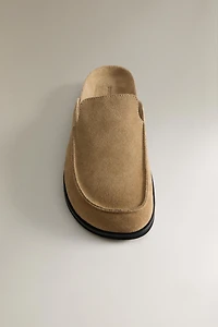 LEATHER MULE CLOG SLIPPERS