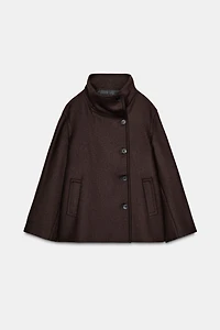 HIGH NECK WOOL BLEND SHORT COAT