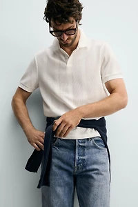 POLO REGULAR FIT EN JACQUARD À RAYURES