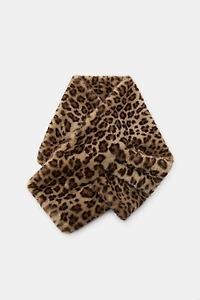 FAUX FUR ANIMAL PRINT SCARF