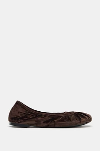 VELVET EFFECT STRAPPY BALLET FLATS