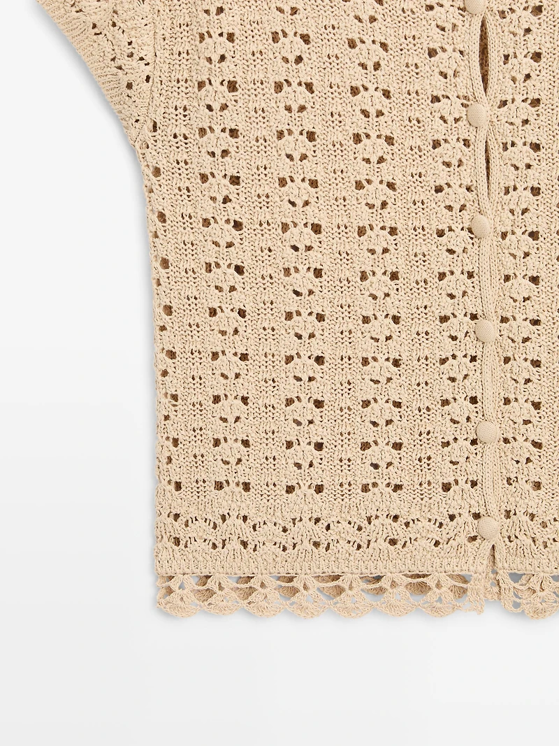 Cardigan manches courtes en crochet