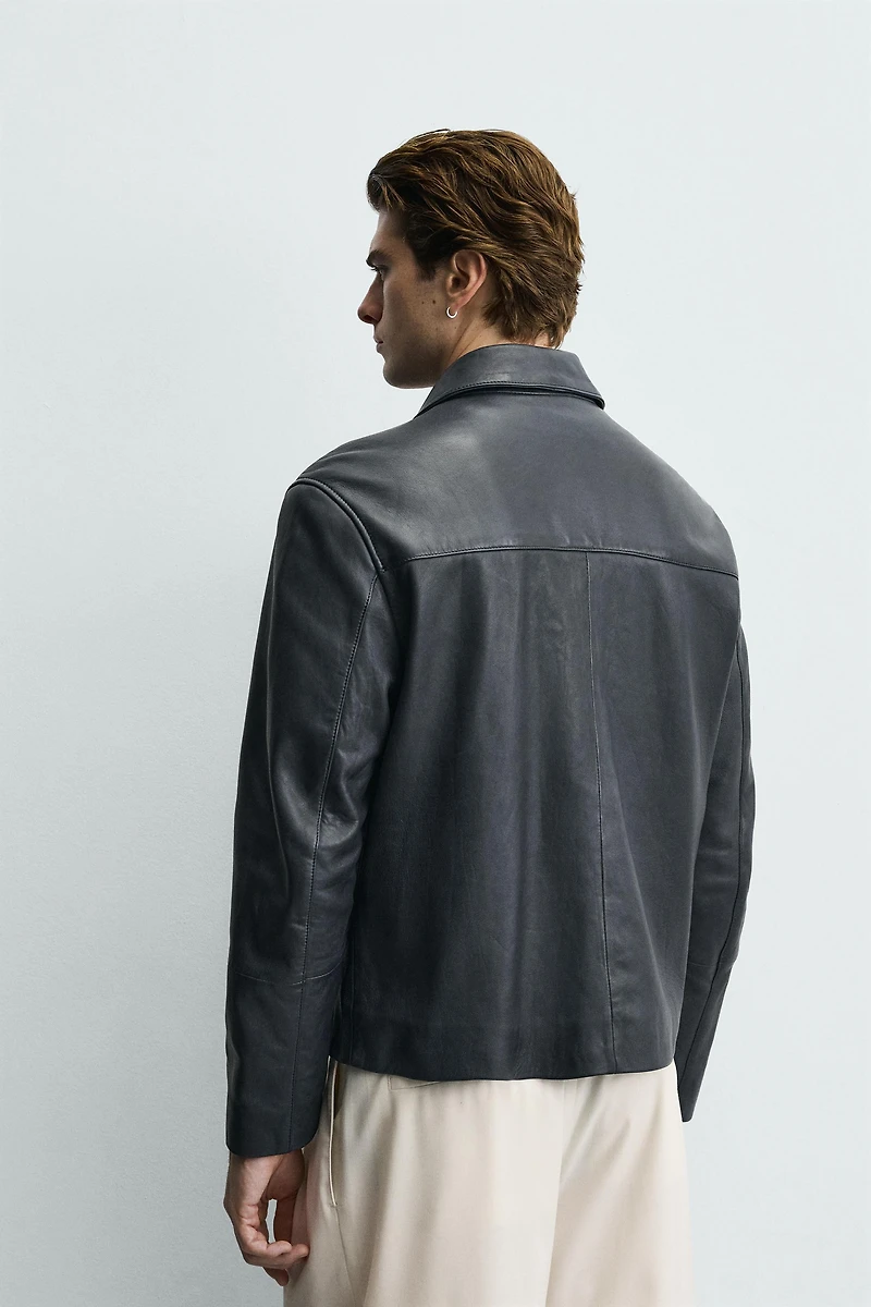 RELAXED FIT LEATHER JACKET