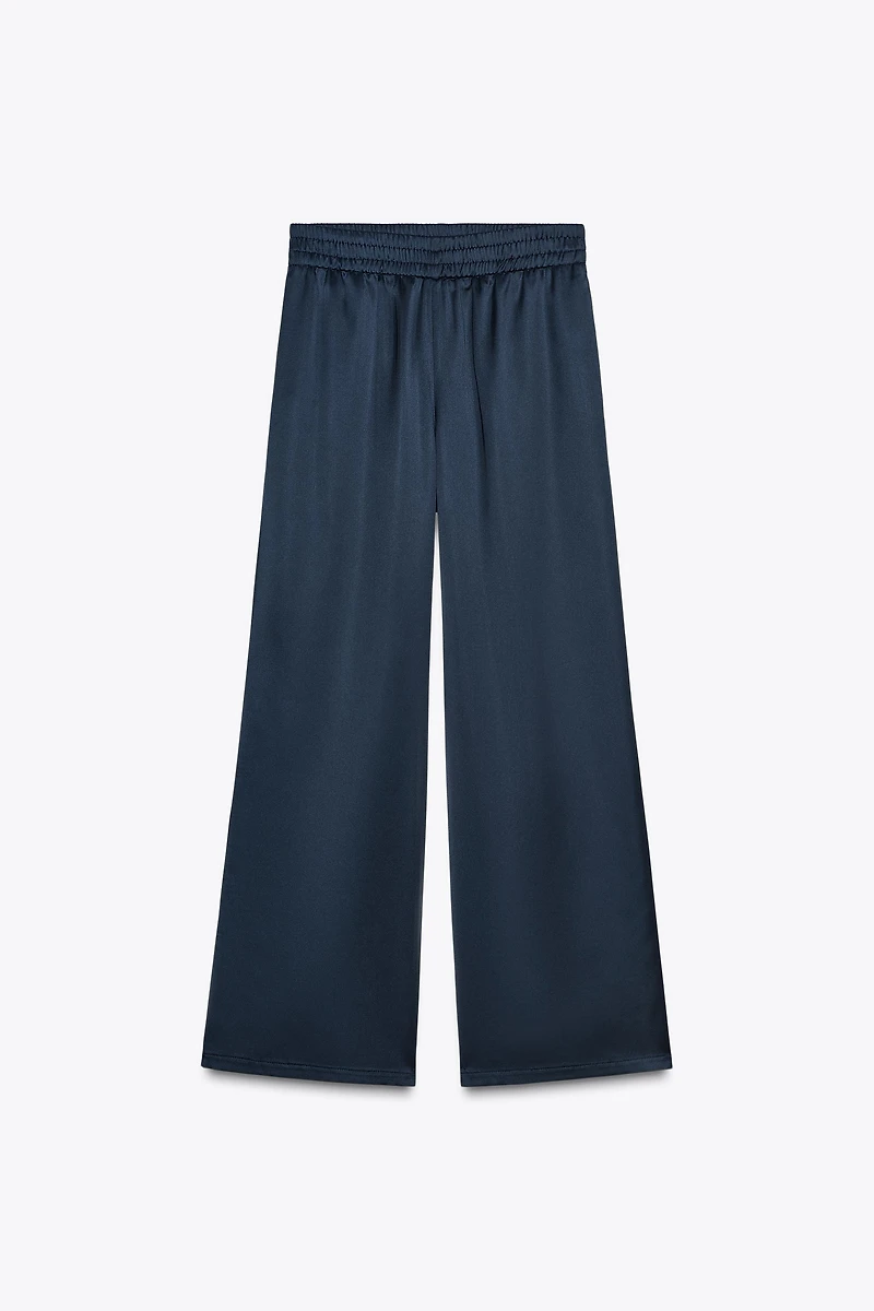 PANTALON SATINÉ À JAMBES LARGES
