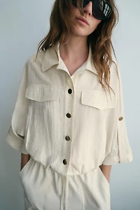 ROLL-UP SLEEVE SAFARI BLOUSE
