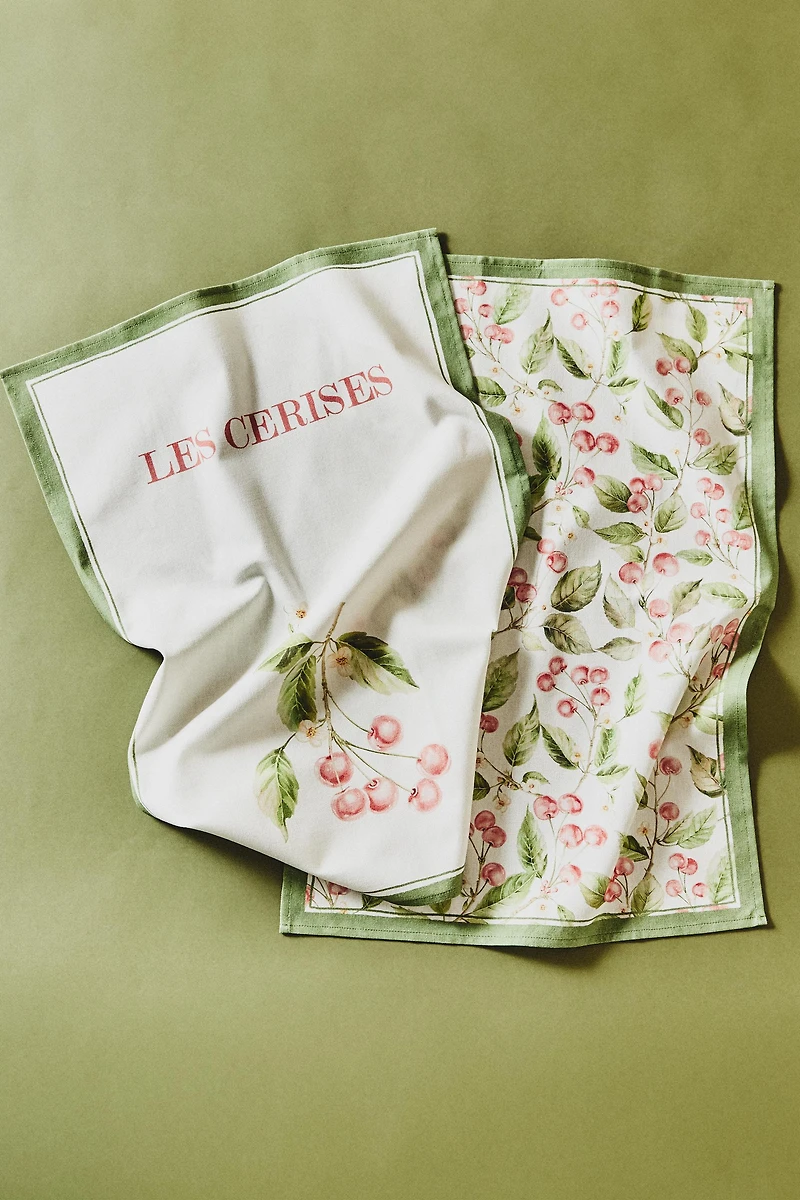 PACK OF CHERRY COTTON KITCHEN TOWELS (SET OF 2)