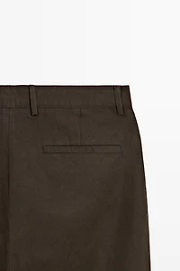 Straight-leg linen and cotton trousers with darts