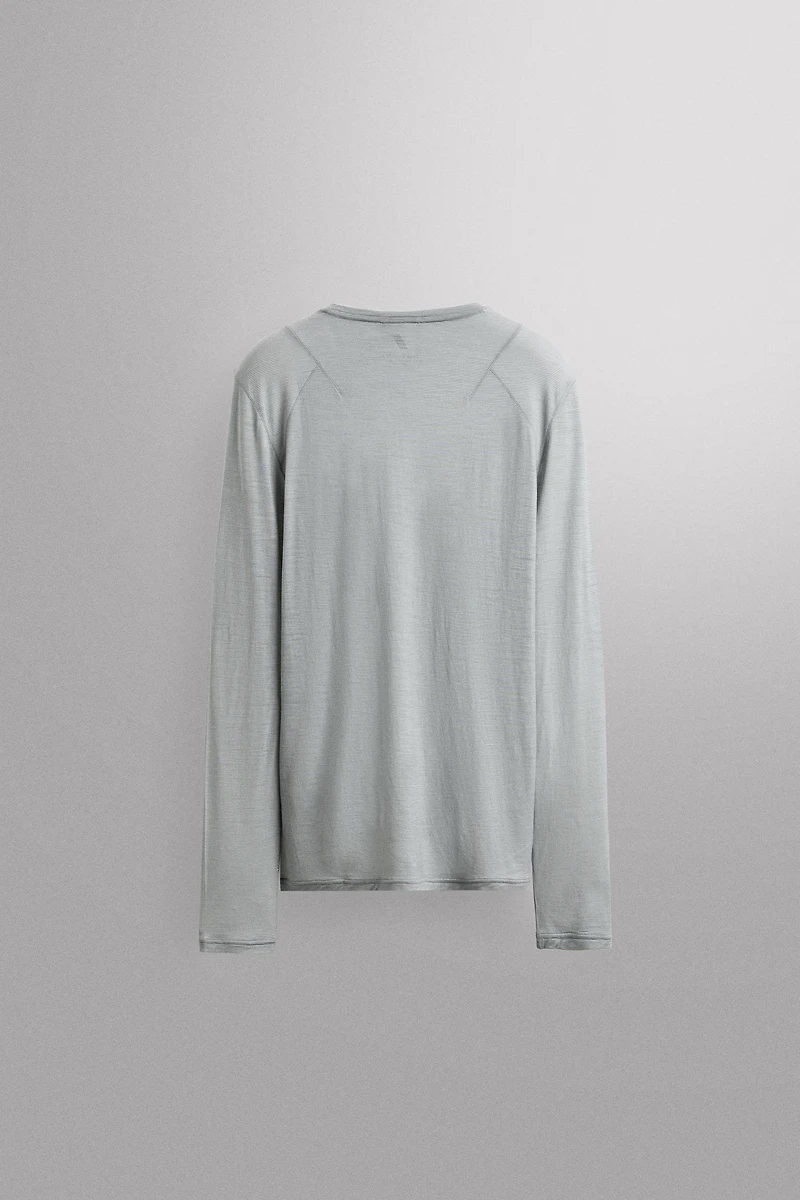 STRIPED JACQUARD WOOL T-SHIRT