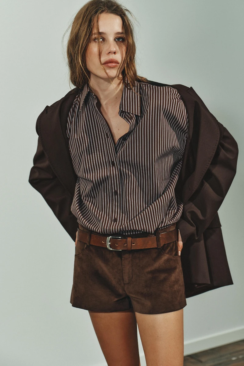 STRIPED OVERSIZED POPLIN SHIRT