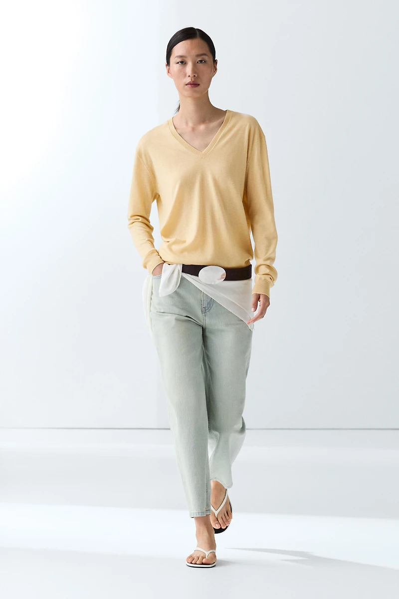 V-neck knit sweater