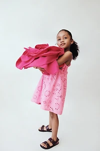 FLORAL CROCHET KNIT COMBINATION DRESS