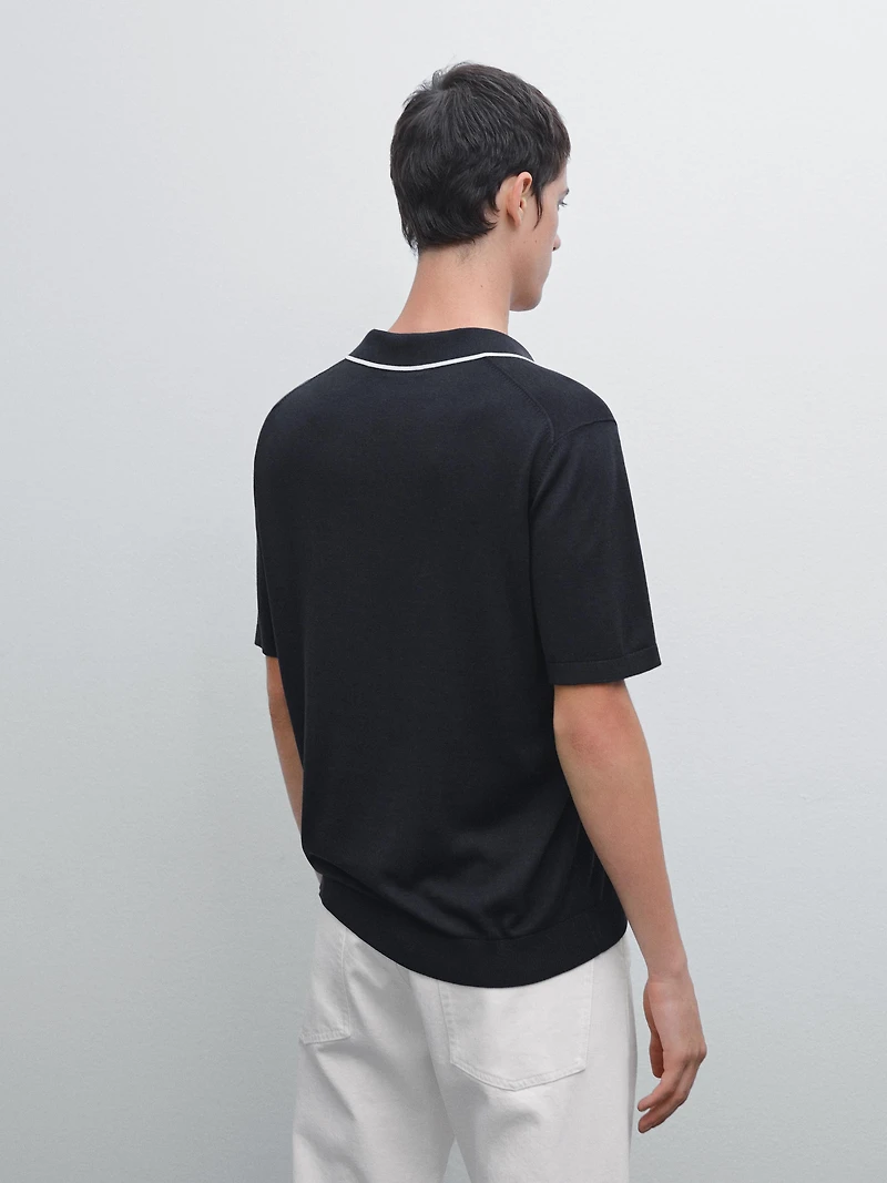 Polo en maille avec col coloré
