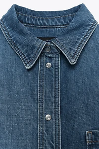ZW COLLECTION SHORT SLEEVE DENIM SHIRT