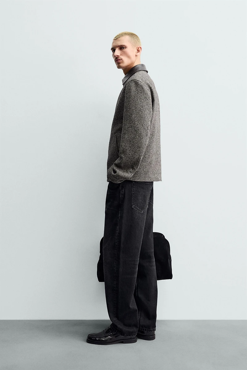 LEATHER TRIM TEXTURED JACKET ORIGINS