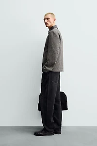 LEATHER TRIM TEXTURED JACKET ORIGINS