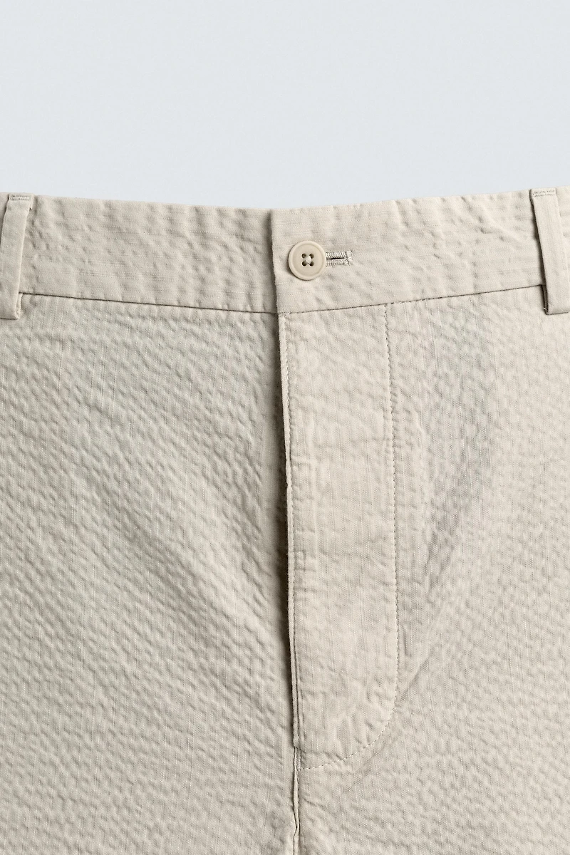 SEERSUCKER STRAIGHT FIT PANTS