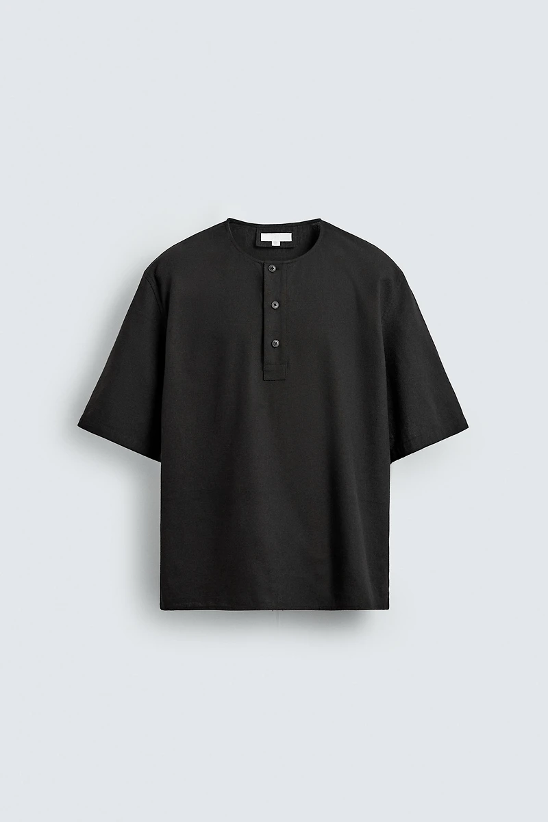 LINEN BLEND POLO SHIRT