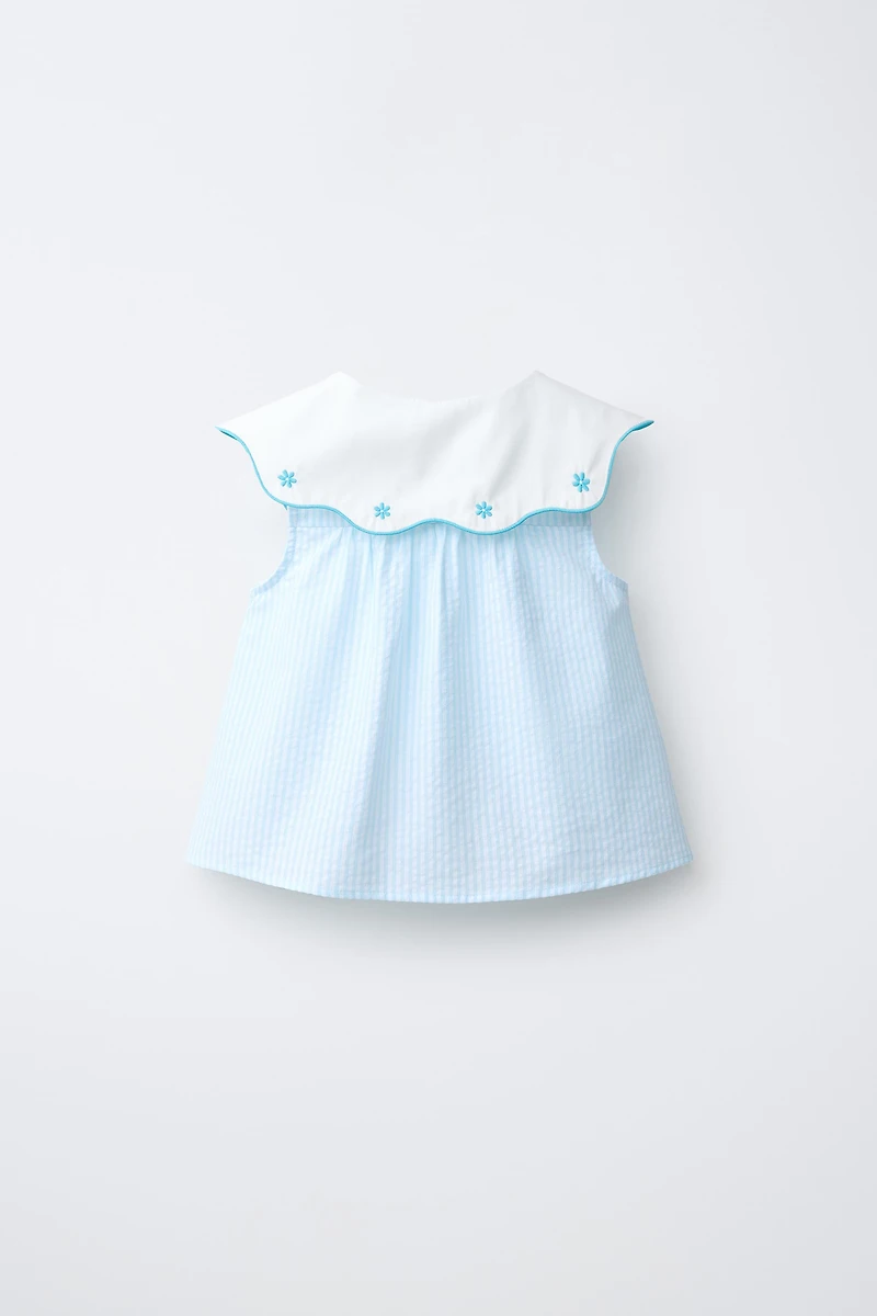 EMBROIDERED COLLAR STRIPED SHIRT