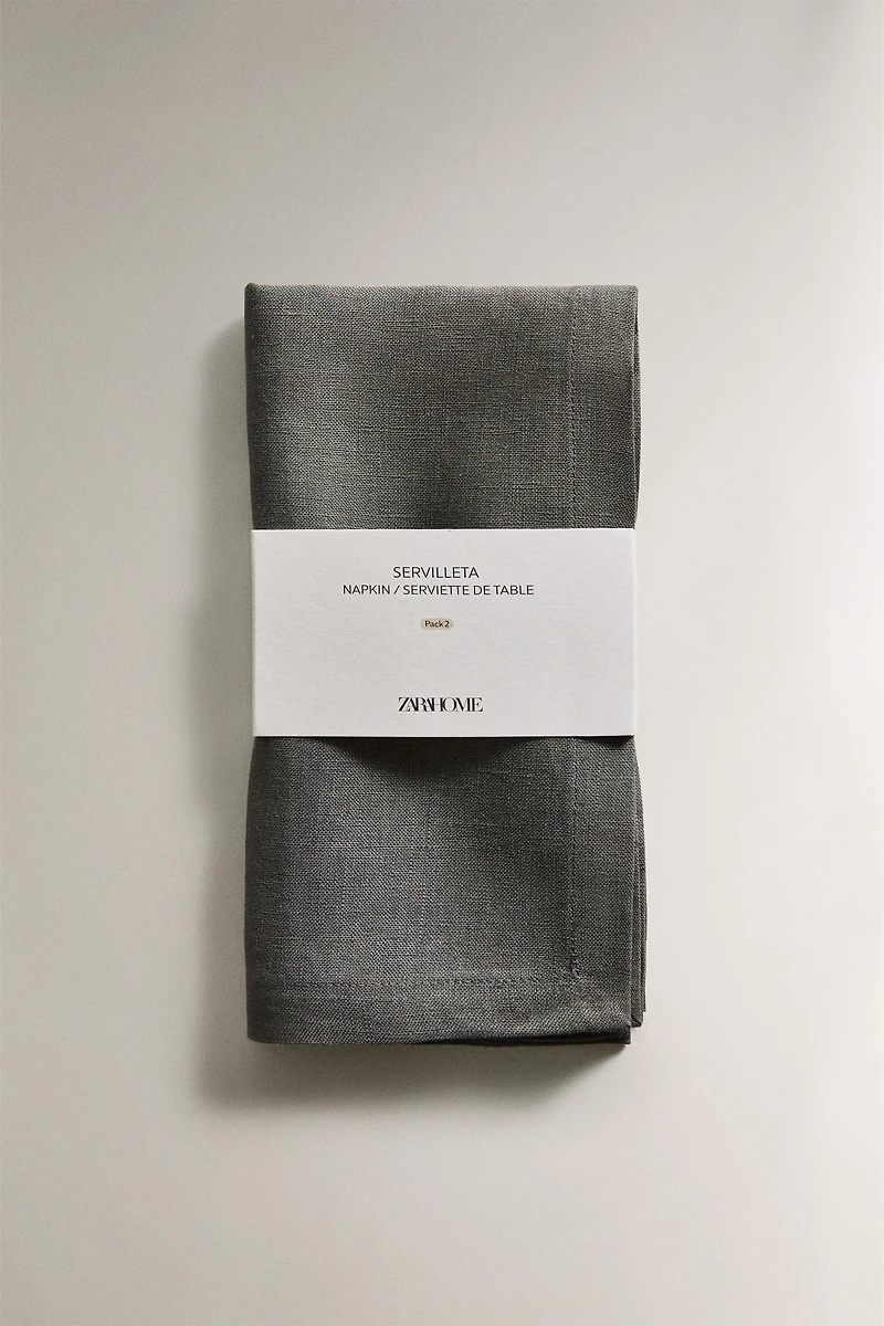 PACK OF PLAIN-COLOURED LINEN NAPKINS
