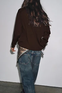 ZW COLLECTION LOW-RISE SCARF BAGGY JEANS