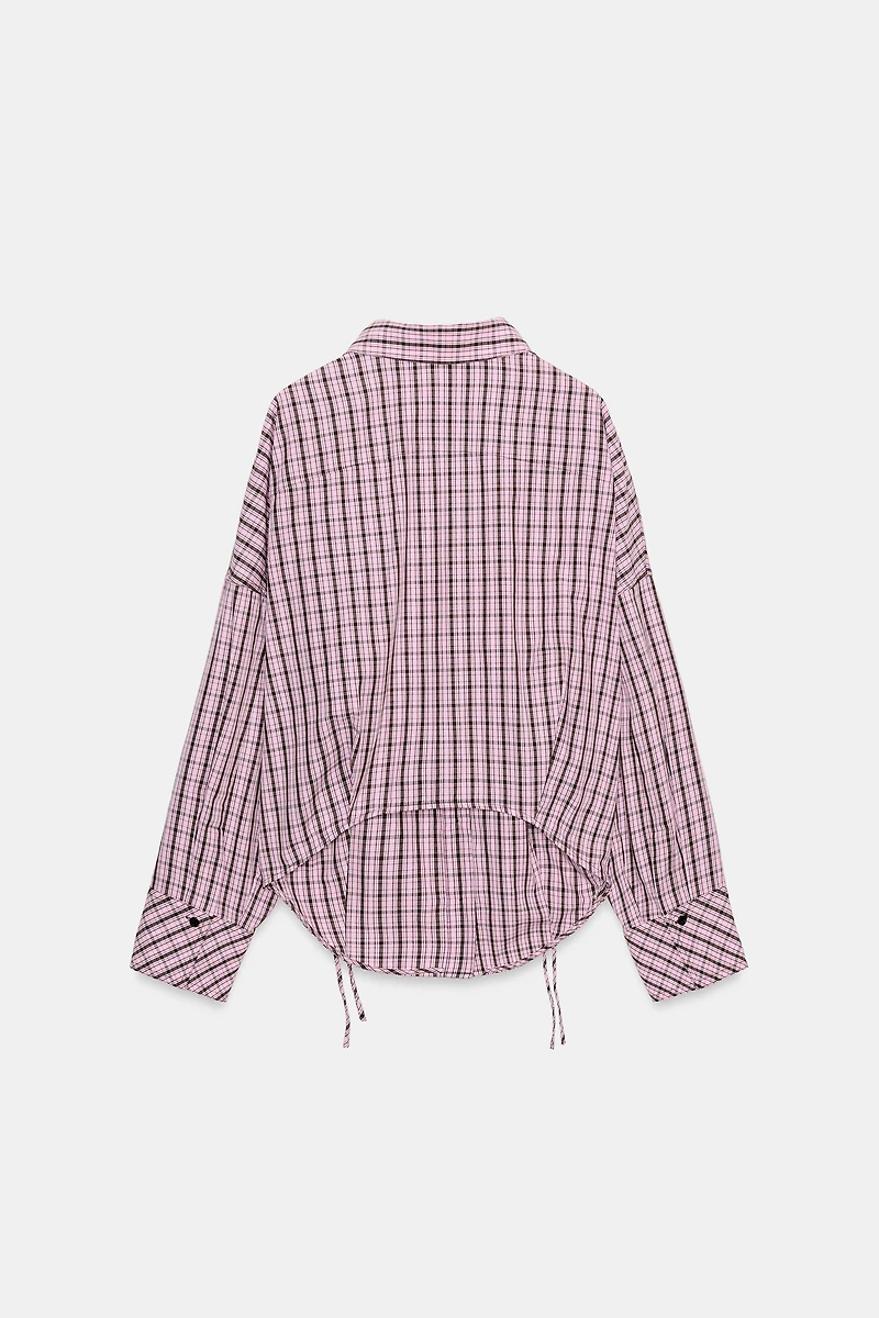 MULTI-POSITIONAL PLAID SHIRT