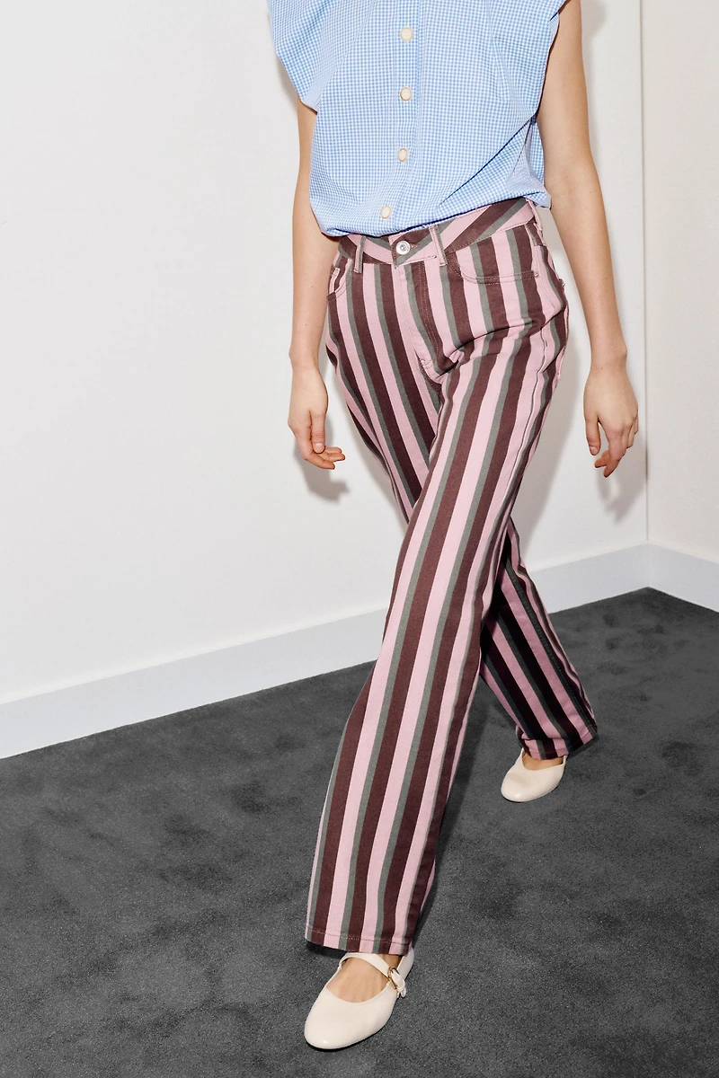Z1975 MID-RISE STRIPED STRAIGHT LEG JEANS