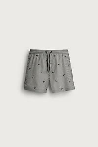 EMBROIDERED SEERSUCKER SWIM SHORTS