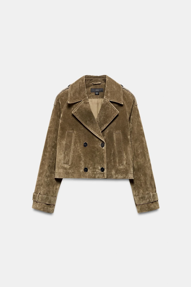 TRENCH COURT CROISÉ 100% CUIR