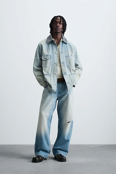 SURCHEMISE EN DENIM DÉLAVÉ EFFET VINTAGE