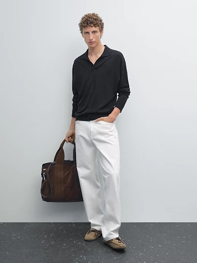 Pull en maille à col polo