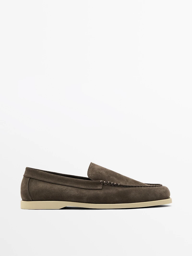 Mocassins souples en croûte de cuir