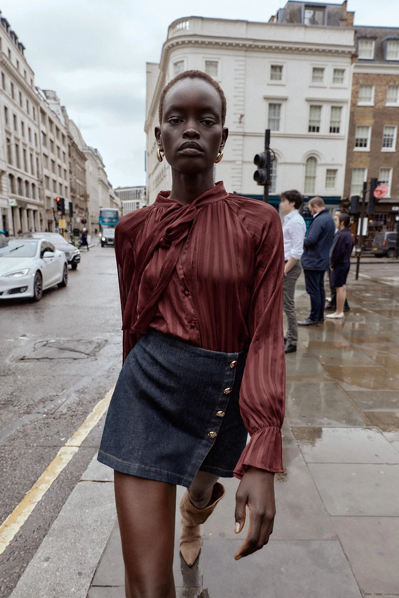 STRIPED BLOUSE WITH BOW